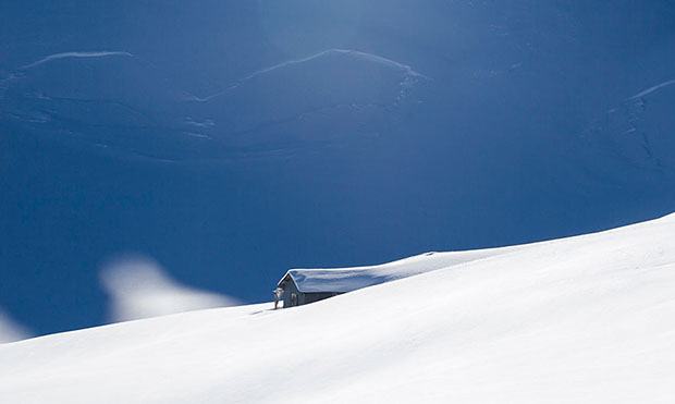 Lonely hunting snowbound lodge
